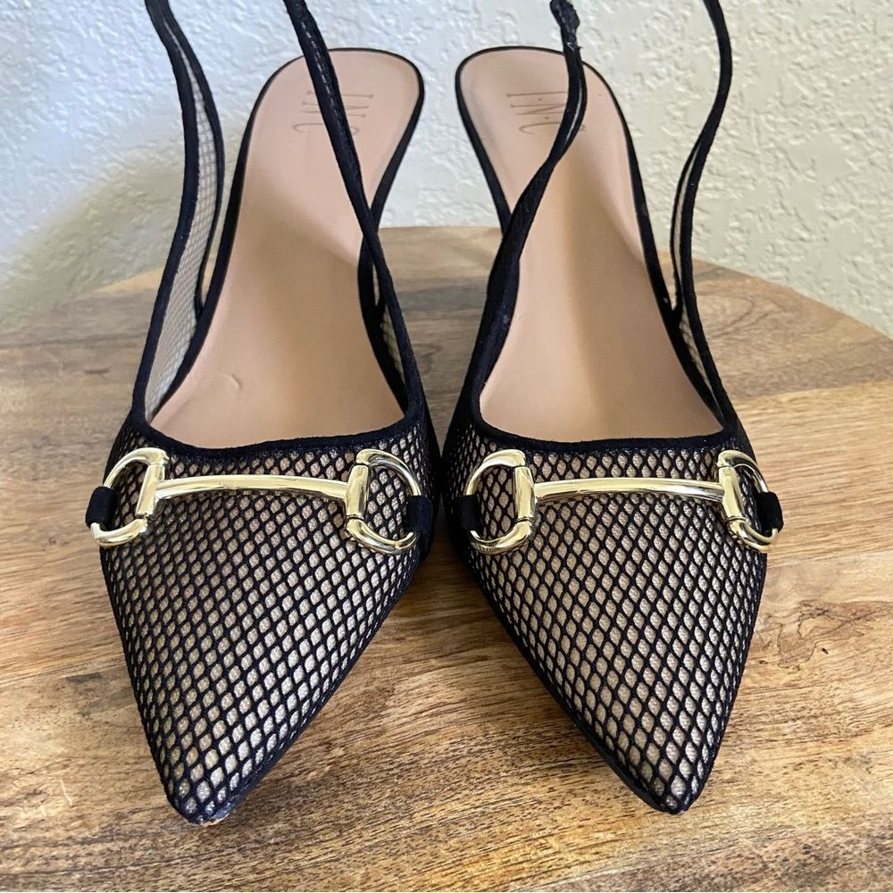 INC Carynn Pointed-toe Slingback Mesh Horsebit Kitten Heels - Picture 4 of 9